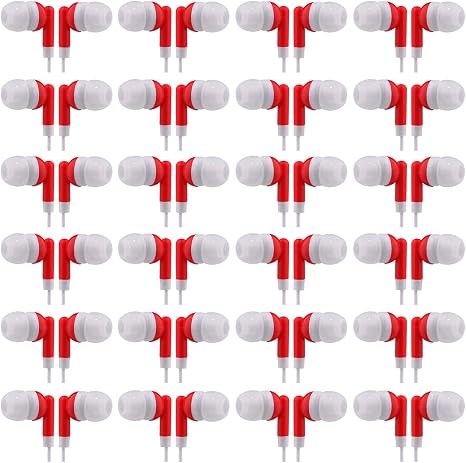 CN-Outlet Wholesale Bulk Eearbuds Headphones 100 Pack for Kids,Classroom,Labs,Students and Adults (Red)