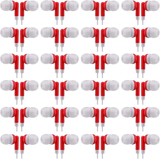 CN-Outlet Wholesale Bulk Eearbuds Headphones 100 Pack for Kids,Classroom,Labs,Students and Adults (Red)
