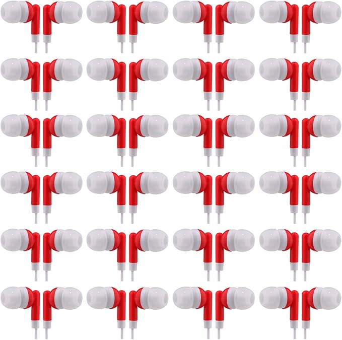 CN-Outlet Wholesale Bulk Eearbuds Headphones 100 Pack for Kids,Classroom,Labs,Students and Adults (Red)