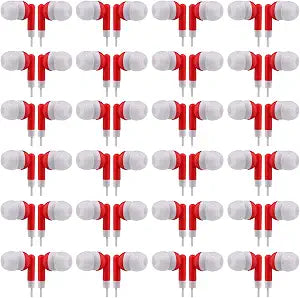 CN-Outlet Wholesale Bulk Eearbuds Headphones 100 Pack for Kids,Classroom,Labs,Students and Adults (Red)