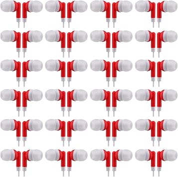 CN-Outlet Wholesale Bulk Eearbuds Headphones 100 Pack for Kids,Classroom,Labs,Students and Adults (Red)
