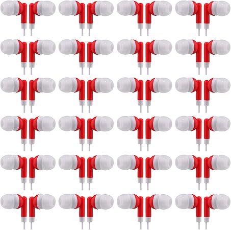 CN-Outlet Wholesale Bulk Eearbuds Headphones 100 Pack for Kids,Classroom,Labs,Students and Adults (Red)