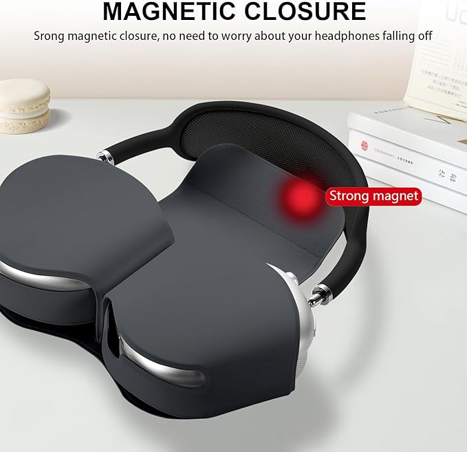 Maxjoy for Apple Airpods Max Smart Case Cover, Soft PU Leather Protective Cover Accessories for Airpod Max with Sleep Mode, Anti-Dust Travel Carrying Case for Airpods Pro Max Headphones, Dark Gray