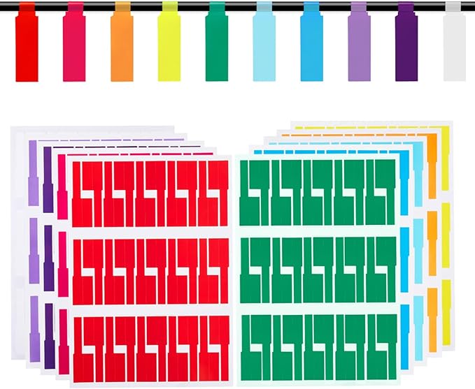 300 Pcs Cable Labels, JIQEZNL Premium 10 Colors Wire Labels Electrical, Waterproof Cord Label Electronics Tags for Cables Management, Self-Adhesive Cable Label Tags for Laser Printer and Handwriting