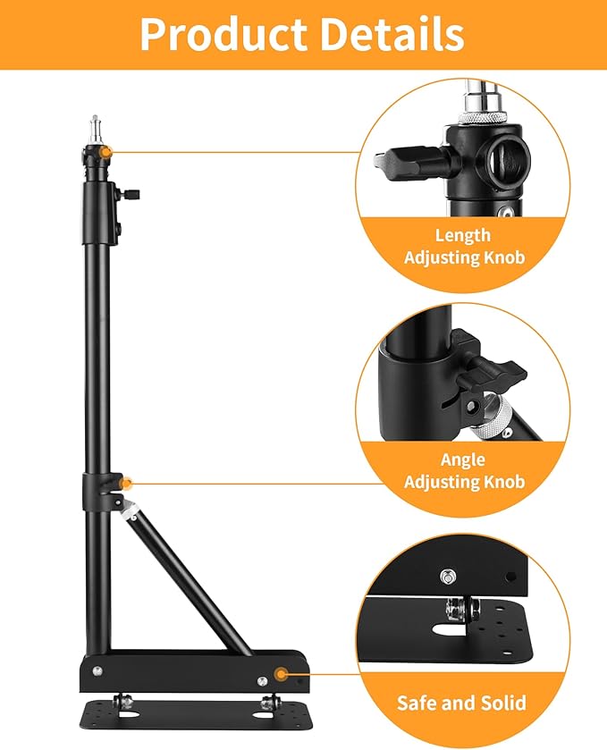 SITTO Ring Light Wall Mount 51in/130cm, Wall Mount Triangle Boom Arm for Photo Studio Lighting, Barber Shop, Beauty Salon, Tattoo Lighting, Live Streaming etc