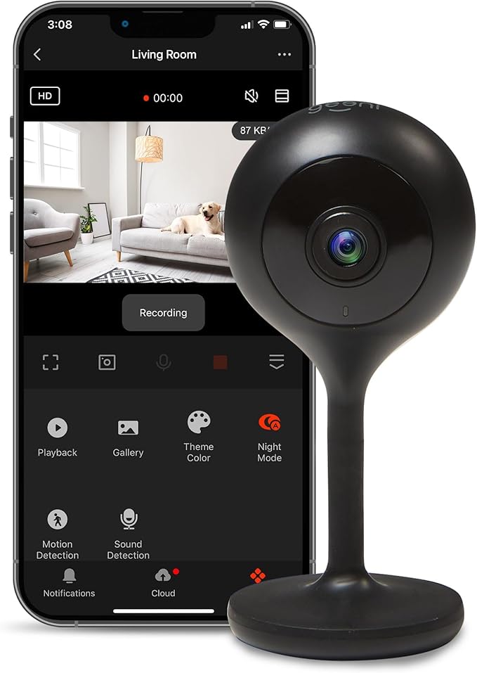 Geeni Look 1080p Indoor Security Camera – 1-Pack Full HD WiFi Indoor Camera with 2-Way Audio, Motion Detection, & Night Vision – Support for Alexa & Google Assistant