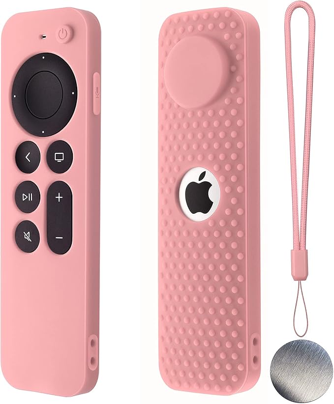 Hi Color Magnetic Silicone Cover for Apple tv 4k 3rd Generation Apple tv 4k 2021 Remote Case Shockproof Non-Slip Remote Cover with Lanyard(Pink)