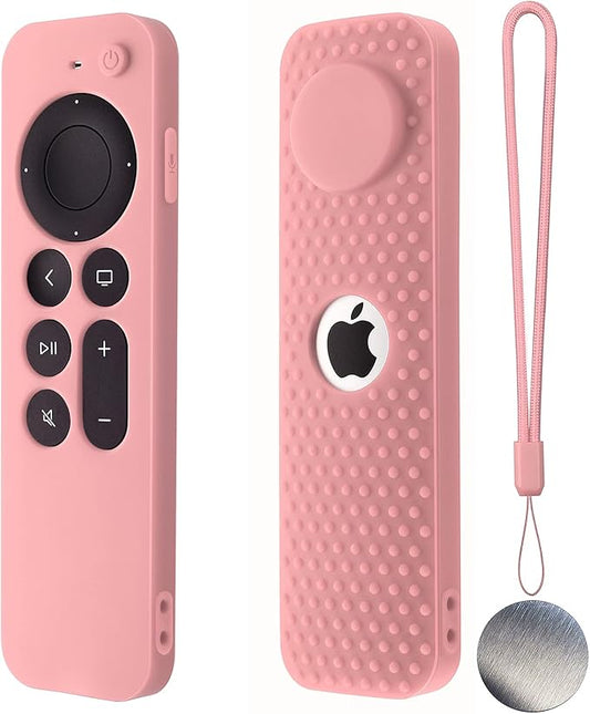 Hi Color Magnetic Silicone Cover for Apple tv 4k 3rd Generation Apple tv 4k 2021 Remote Case Shockproof Non-Slip Remote Cover with Lanyard(Pink)