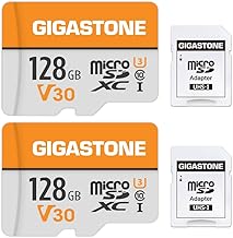 GIGASTONE 128GB Micro SD Card 2-Pack, A1 V30 4K Video Recording, Compatible with Security Camera, Dash cam, Drone, 95MB/s MicroSDXC Memory Card UHS-I Class 10, with 2 SD Adapter