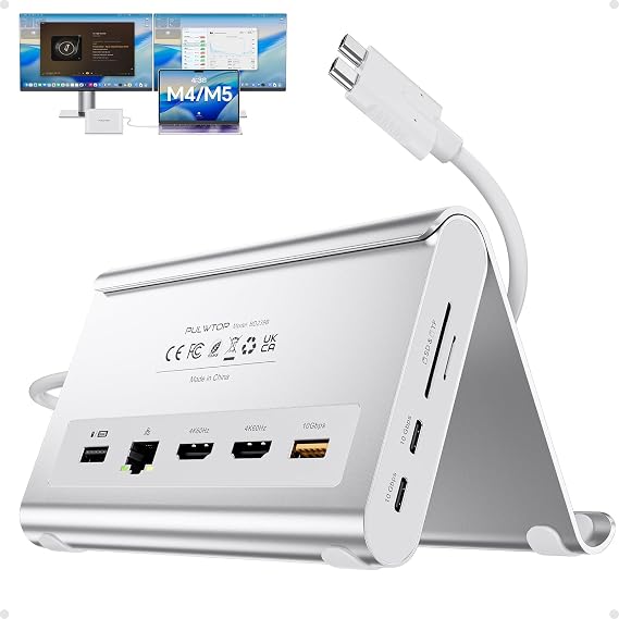 11-in-2 USB C Docking Station Dual Monitor 4K@60Hz for for M5/M4/M3 Pro/Max