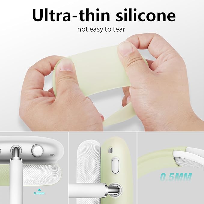 Case for Airpods Max Headphones,Ear Pad/Ear Cups/Headband Cover for AirPods Max(USB-C/Lightning)(2024/2020),Silicone Cases for Airpod Max,Accessories Cases(Jelly Green)