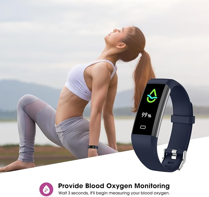 Fitness Tracker with Heart Rate Blood Oxygen Monitor, Activity Tracker Sleep Monitor Health Tracker, Smart Watch Pedometer Step Calories Counter, Fitness Watches for Men Women