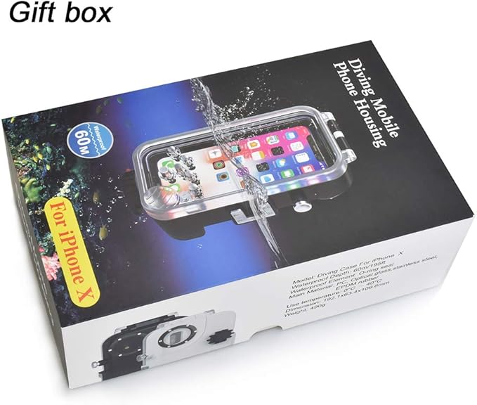 Waterproof Case for iPhone X/XS 60M/195FT Underwater O Ring Full Sealed Cover Snowproof Shockproof Dirtproof IPX8 Certified (White)