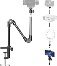 KDD Webcam Stand Camera Mount with Phone Holder, 22 Inch Foldable Flexible Gooseneck Cell Phone Clamp & Table Projector Mount, for Logitech C922 C930e C920S C920 C960 Brio 4K, Gopro Hero 8 7 6 5 - Image 1