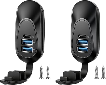 2PC 48W 12V USB Outlet Panel Wall Mount Type-C PD3.0 and Dual QC3.0 Quick Charge,12V/24V USB Charging Port Car Charger Socket with Waterproof Cover for RV Marine Boat Camper ATV Truck