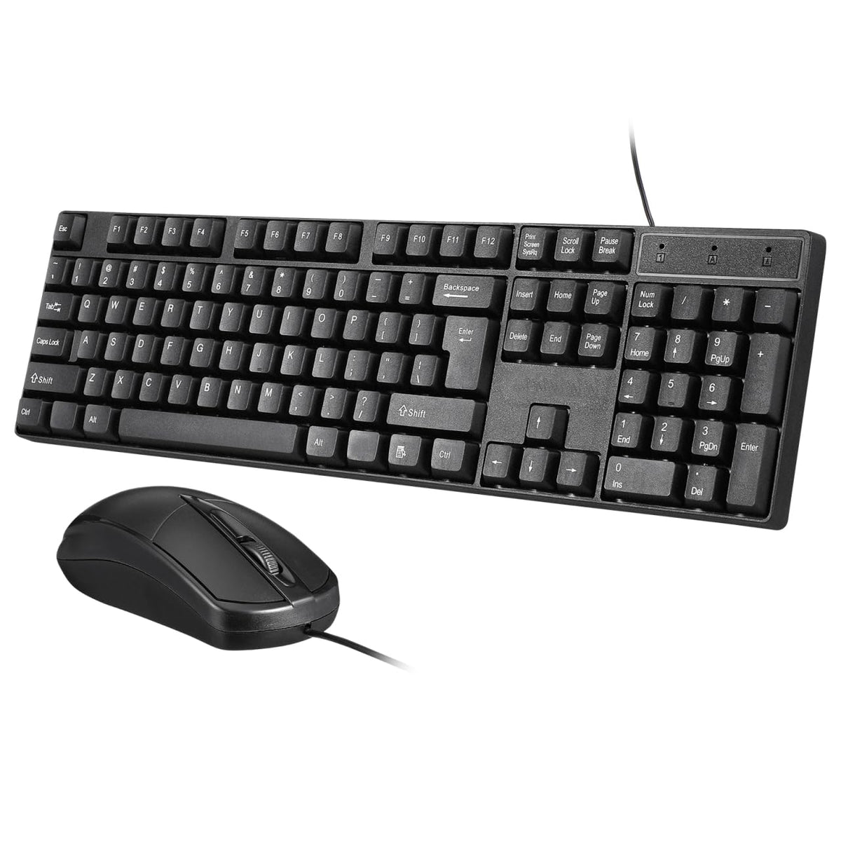 TEHAUX Wired Keyboard and Mouse Combo, Full Size 104-Key USB Keyboard