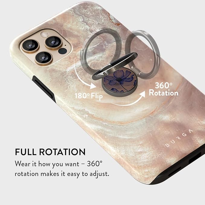 BURGA Cell Phone Ring, Holder Grip and Stand - Finger Phone Grip for Back of Smartphone Case, Kickstand 360 Rotation, Universal Ring for iPhone Samsung Galaxy Huawei Google Pixel, Stylish Accessories
