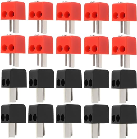 ECSiNG 20pcs 2 Pin Speaker Plug Set DIN Plug Adapter Speaker Cable Connector for Audio Video Equipment with Screw Red and Black
