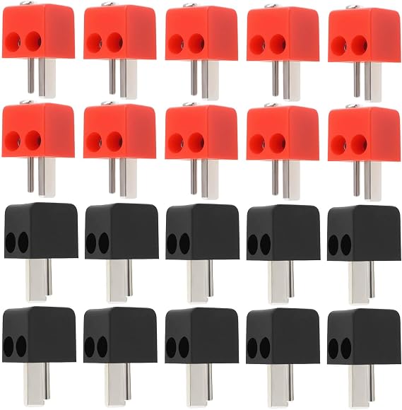ECSiNG 20pcs 2 Pin Speaker Plug Set DIN Plug Adapter Speaker Cable Connector for Audio Video Equipment with Screw Red and Black