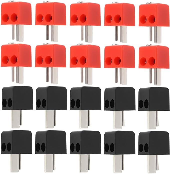 ECSiNG 20pcs 2 Pin Speaker Plug Set DIN Plug Adapter Speaker Cable Connector for Audio Video Equipment with Screw Red and Black