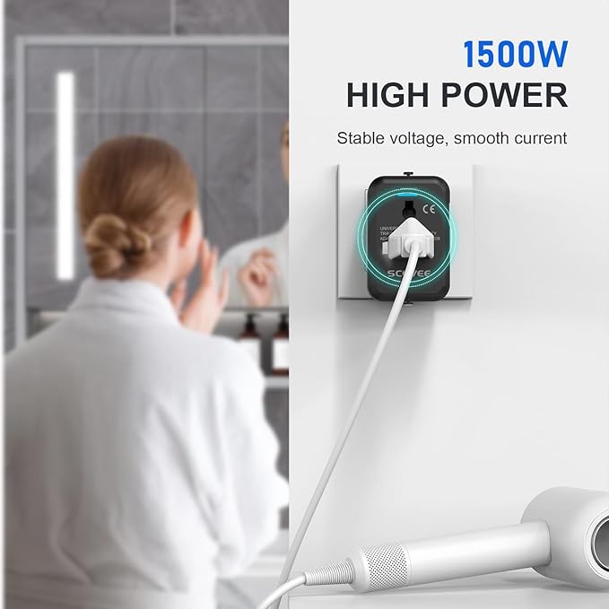 Universal Travel Adapter with USB C, International Power Plug Adapter All in One Worldwide Travel Adapter Power Converters Wall Charger AC Power Plug Adapter USB Type C Charger for USA EU UK AUS
