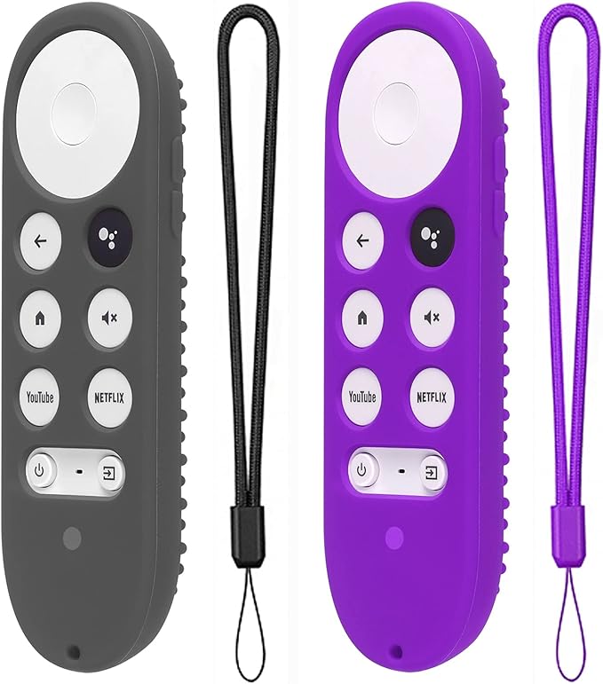 Silicone Case for Chromecast with Google TV 2020 Voice Remote Protective Cover for 2020 Chromecast Voice Remote (Dark Gray+Purple)