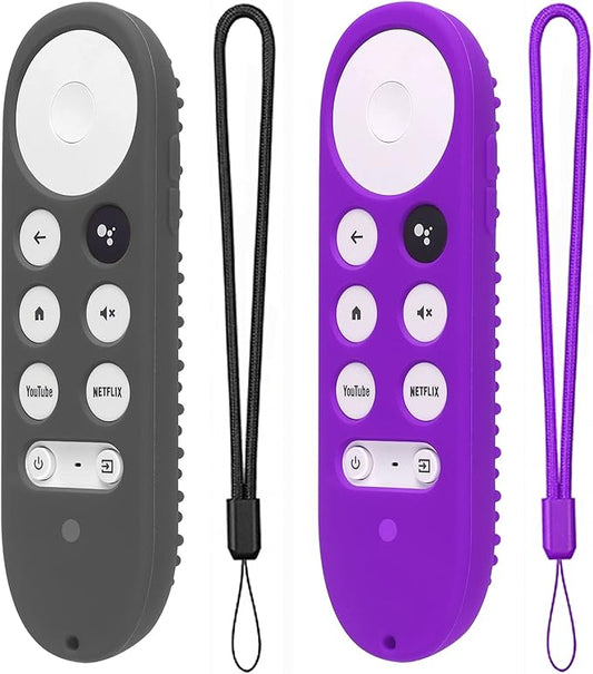Silicone Case for Chromecast with Google TV 2020 Voice Remote Protective Cover for 2020 Chromecast Voice Remote (Dark Gray+Purple)
