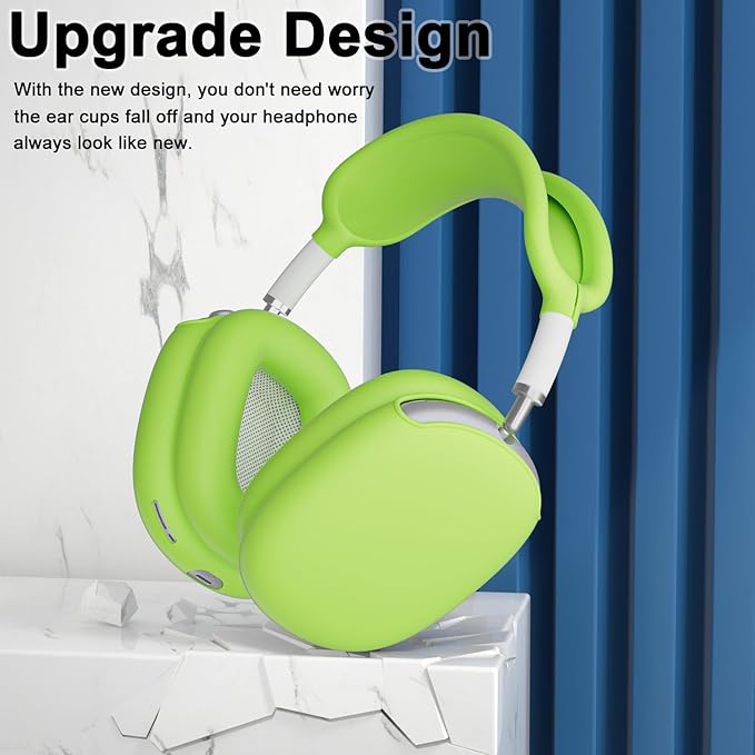 ATUAT for AirPods Max Headphones Case, Protective Silicone Case Cover Skin Accessories Anti-Scratch for Women Men for Apple AirPods Max 2024/2020 (USB-C/Lightning), Light Green