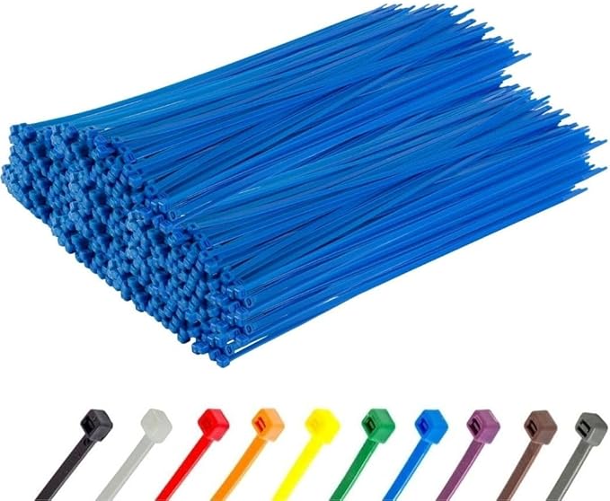 GTSE 12 Inch Blue Zip Ties, 1,000 Bulk Pack, 50lb Strength, UV Resistant Long Nylon Cable Ties, Self-Locking 12" Tie Wraps