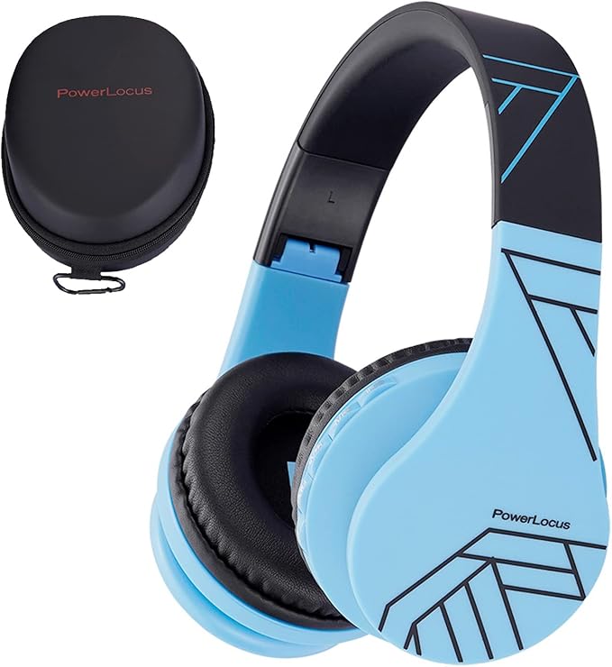 PowerLocus Bluetooth Headphones for Kids, Wireless Foldable Headphones Over Ear, Headphone with Microphone, 85DB Volume Limit, Wireless and Wired Headset with Micro SD, FM for Cellphones, Tablets, PC