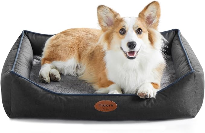 Orthopedic Dog Beds for Medium Dogs, Durable Egg Crate Foam Sofa Dog Bed wit Washable Removable Cover,Waterproof Lining,Pet Bed for Large Dogs (Dark Grey, 31.5" L x 25.2" W x 7" Th)