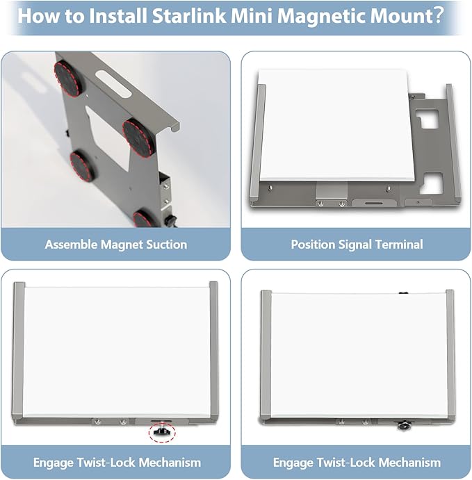 Starlink Mini Car Roof Mount Adjustable, Quick Release Flat Magnetic Mounting Kit Stuitable for Starlink Dish, Aluminum Alloy Starlink Dish Protection for RV/Vans/Boat/Yachts (for starlink mini)