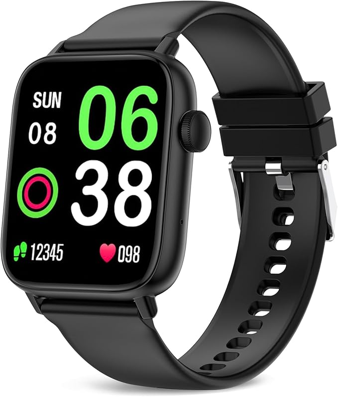 Smart Fitness Tracker Watch with Heart Rate Monitor, Activity Tracker with Pedometer, Sleep Monitor, Calories & Step Counter, Waterproof Smart Watch for Women Men Fitness Watch for Sports (Black)