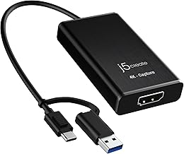 j5create 4K HDMI Video Capture Card, DSLR Cam Link, Game Capture Adapter