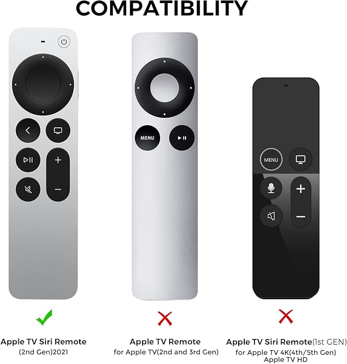 AhaStyle Protective Case for Apple TV Siri Remote 4k, Anti-Slip Silicone Cover Skin, Compatible with Apple TV 4K (2nd Generation) (Black)