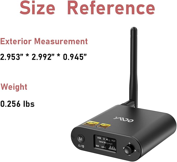 YMOO DAC Bluetooth 5.1 Receiver, LDAC aptX 30ms Low Latency, Optical Coax RCA 3.5mm Jack Hi-Res Input, Lossless Wireless Audio Adapter for Subwoofer, Soundbar, Speaker from Phone/Tablet/PC/TV