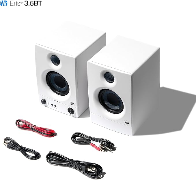 PreSonus Eris 3.5BT Studio Monitors, Pair — 3.5" Inch Powered Speakers, Bookshelf Speakers, Stereo, Desktop Computer, Near Field Music Production, Audio Mixing Recording