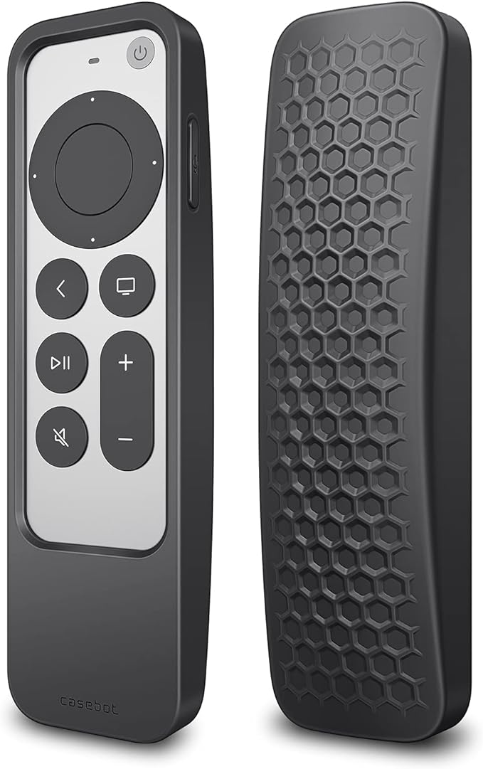 Fintie Case for Apple TV Remote 2021 2022 - Silicone 2-in-1 Case for Apple TV Siri Remote (2nd Gen/3rd Gen) and Apple AirTag + Honey Comb Lightweight Anti Slip Shockproof Silicone Cover (Pack of 2)