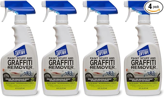 Motsenbocker’s Lift Off 45406-4PK 16-Ounce Paint Scuff and Graffiti Remover Easily Removes Paint Scuffs, Spray Paint, Acrylic from Multiple Surfaces Vehicles, Brick, Boats, Concrete, Pack of 4 , white