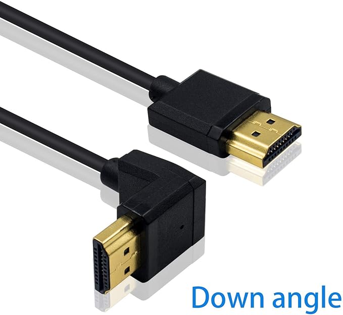 Duttek 4K 90 Degree HDMI Cable 6inch/15cm, Extremely Thin Down Angled HDMI Male to Male Cable for 3D and 4K Ultra HD TV Stick HDMI 2.0 Cord