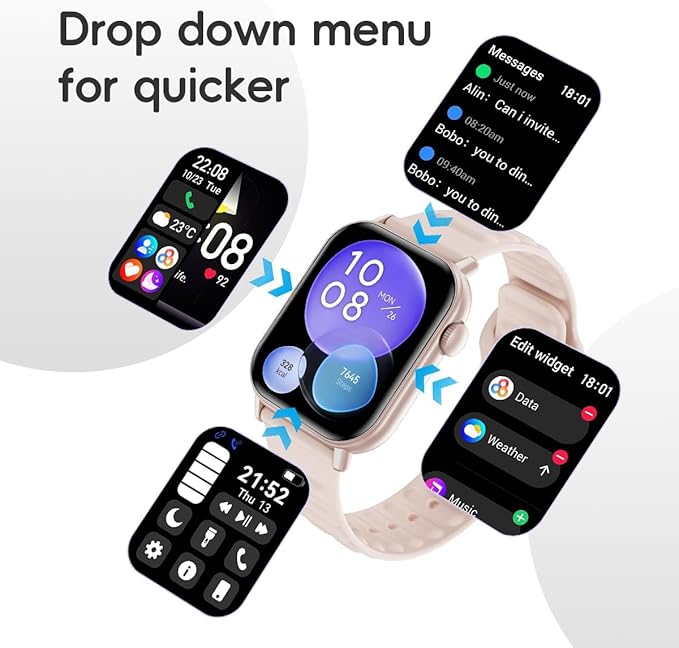 Smart Watch Sports Pedometer, Fitness Tracker Bluetooth Call Heart Rate Blood Oxygen Sleep Monitor, 100 Sports Modes Waterproof for iOS Android Men's Women's Smart Watch (Pink)