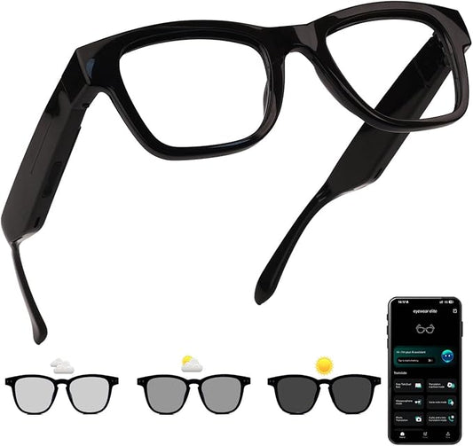 AI Smart Glasses with Color-Change Lenses Bluetooth Glasses for Men Women with Translation 160+Languages Voice Assistant Translator Glass for Meeting,Travel (Sunglasses Lenses)