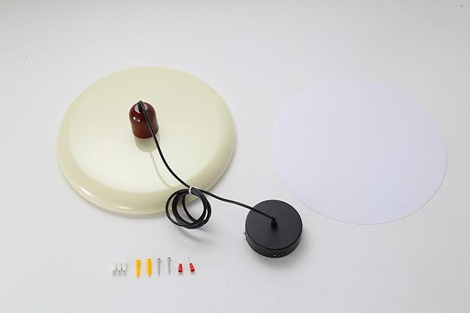 LED Pendant Light 40 cm Modern 36 W with Colour Temperature Dimmable Ceiling Lamp 3000K/4500K/6000K Metal and Acrylic for Dining Room Kitchen Living Room (Red + Beige)