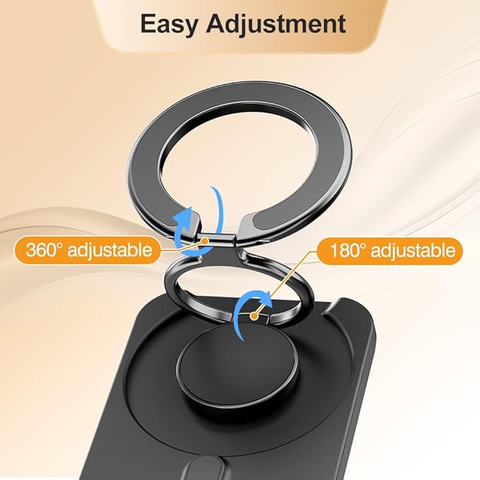 Magnetic Phone Grip for Mag Safe Kickstand Compatible with MagSafe Phone Wallet, All-in-1 Phone Ring Holder Snap with Card for Mag Safe iPhone 17/16/15/14/13 Series Case [2025 Version], Black