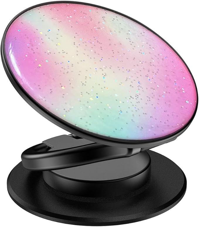 Phone Grip, Phone Ring Holder Finger Kickstand, 360°Rotation & Adjustable Metal Cell Phone Rings Gripper Stand Work with Magnetic Car Mount for iPhone Samsung & Other Phones - Rainbow