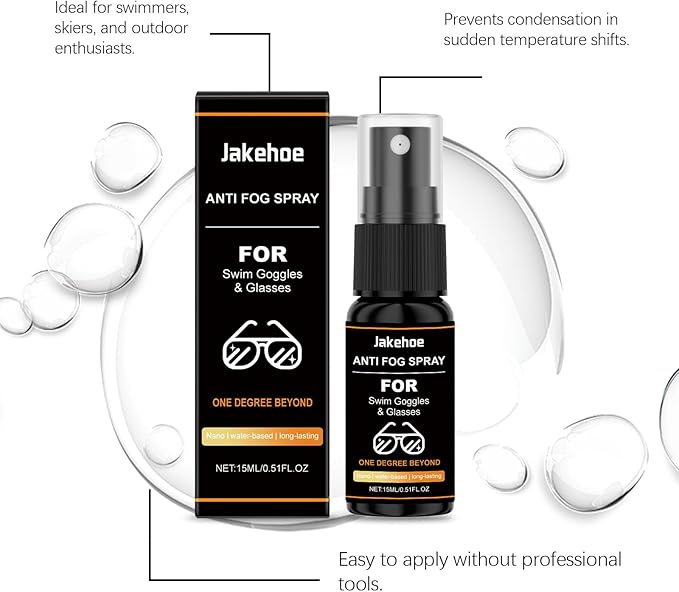 2-Pack Anti-Fog Spray for Glasses & Swim Goggles – Long-Lasting Nano Water-Based Formula – Safe for Coated Lenses – Quick-Drying, No Residue – 15ml Travel Size (0.51 fl oz Each)