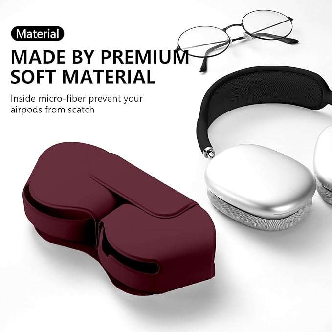 for Apple Airpods Max Case,Headphones Protective Case for AirPod Max Supports Sleep Mode, Anti-Scratch and Anti-Dust,Airpod Pro Max by PU Leather,Claret 2