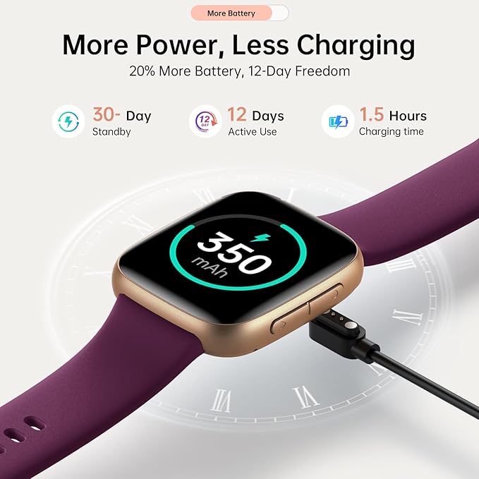 Smart Watches for Women, 1.85" HD AMOLED Display, 2 Bands Included, Works with iPhone & Android, 12-Day Battery, 3ATM Waterproof, Bluetooth Call, Health & Fitness Tracker, D-Purple