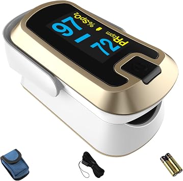 mibest OLED Finger Pulse Oximeter, O2 Meter, Dual Color White/Luxury Gold