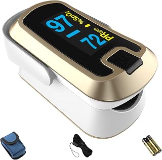 mibest OLED Finger Pulse Oximeter, O2 Meter, Dual Color White/Luxury Gold - Image 1